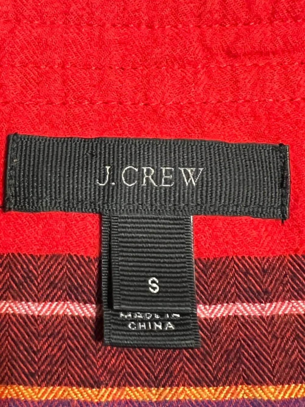 J.Crew Women's Blouse S Red Plaid Tartan Ruffle Neck Long Sleeve Cotton Holiday